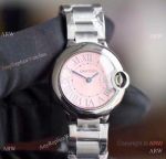 V6 Factory Super Clone Cartier Ballon Bleu Pink Face 28mm Ladies Watch